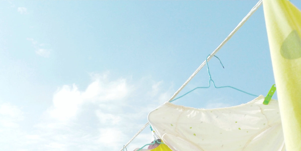 Underwear drying in the sun on a clear day