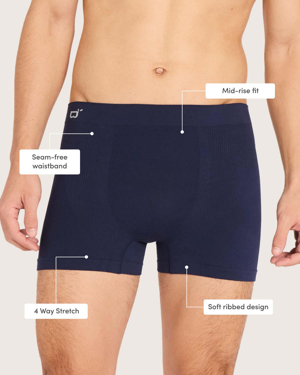 Men's Bamboo Seamfree Essentials - White/Navy