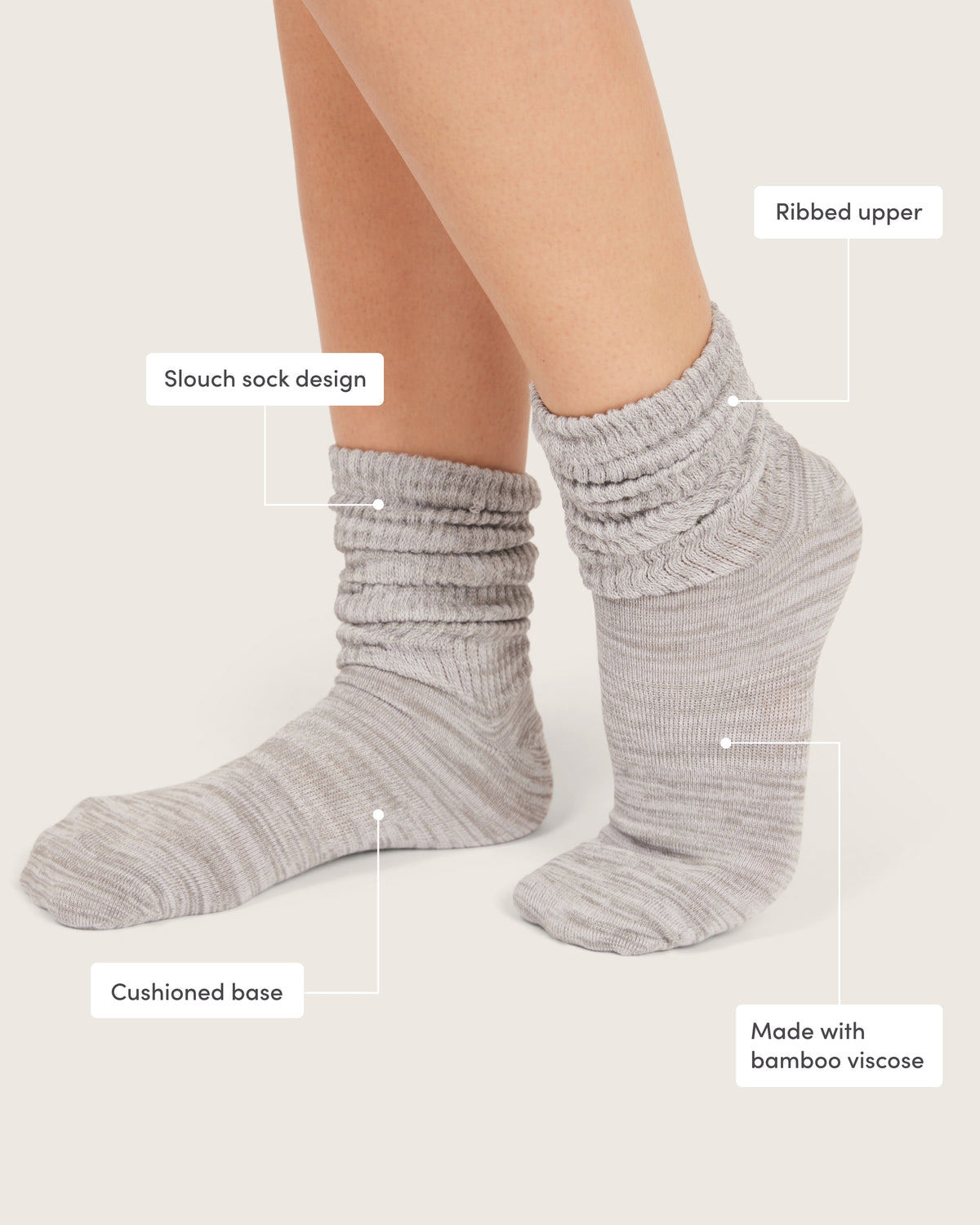Slouch Socks - Light Grey Marl