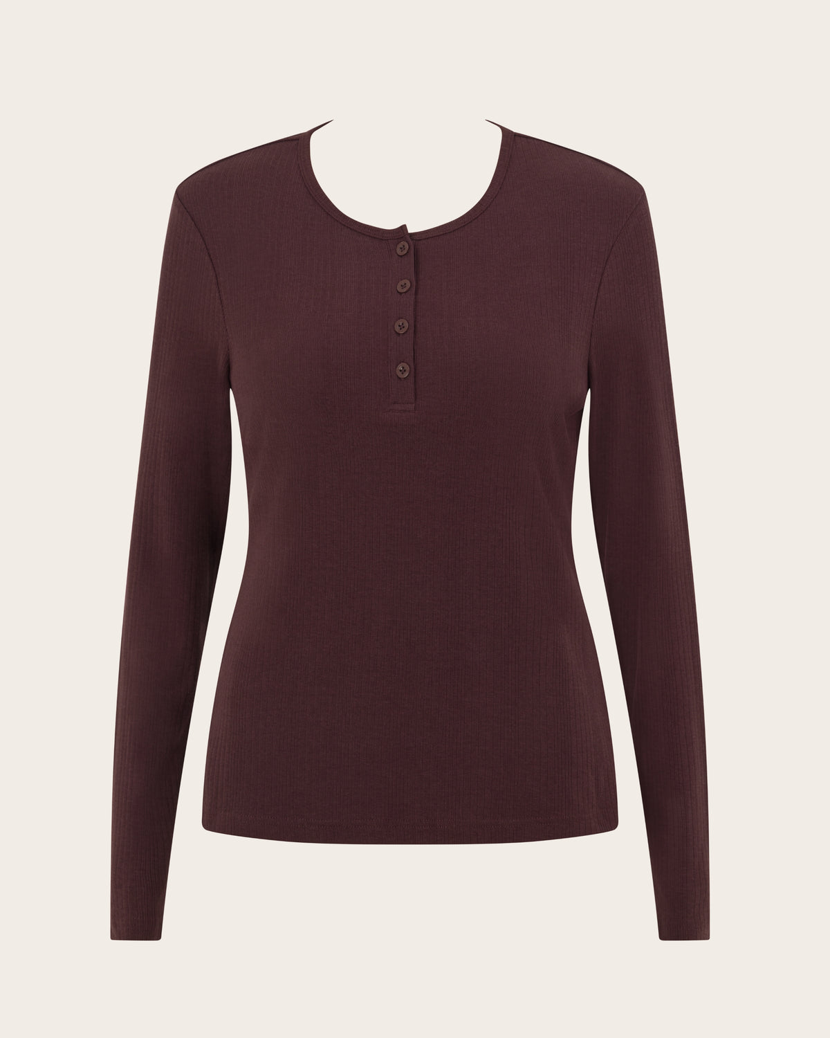 Long Sleeve Henley Top - Mulberry
