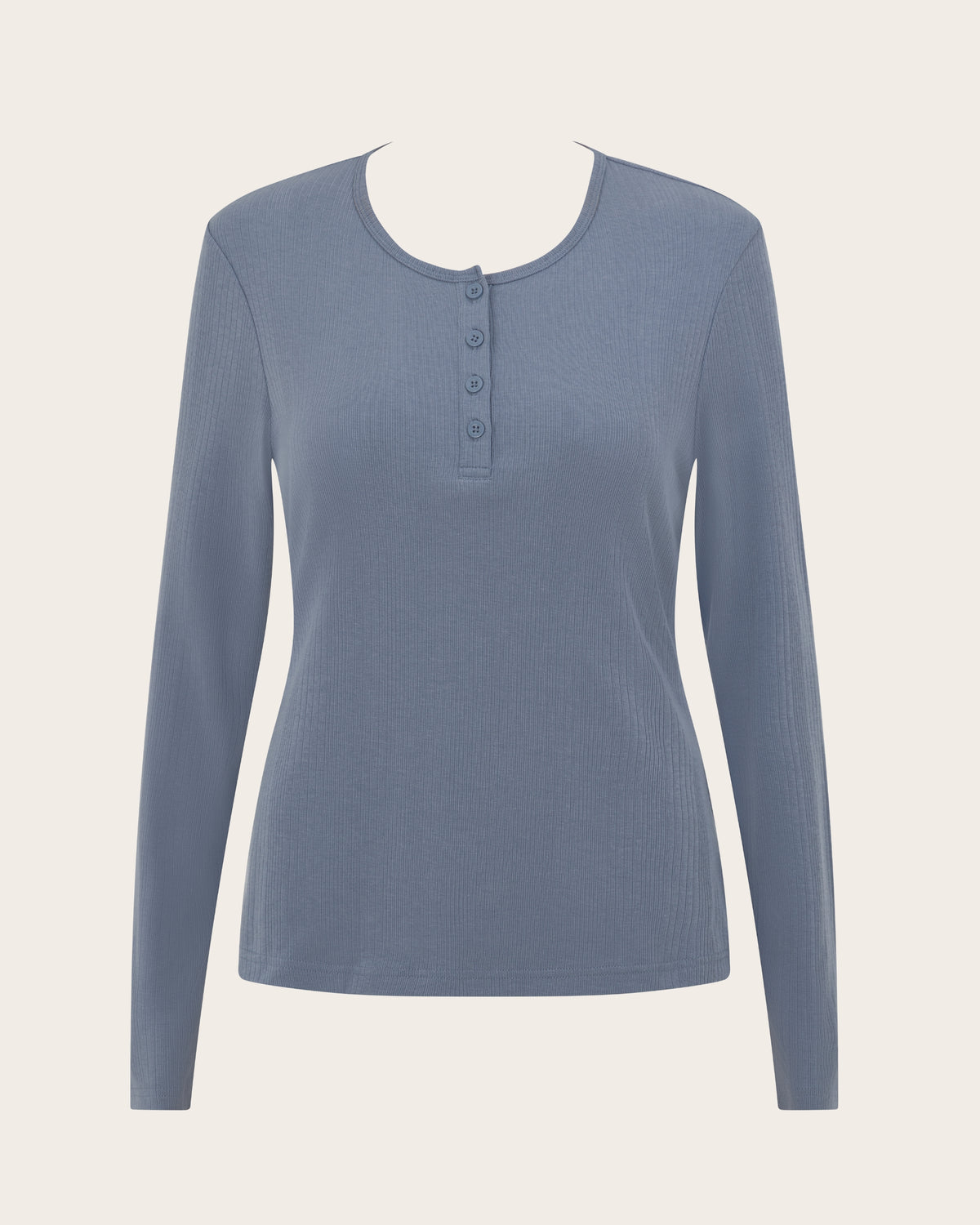 Long Sleeve Henley Top - Steel Blue