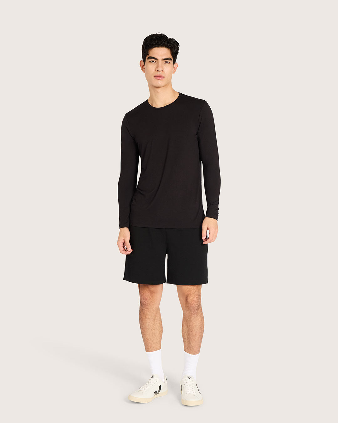 Men's Base Layer Long Sleeve Crew Neck T-Shirt - Black