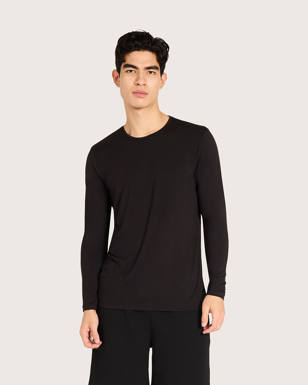 Men's Base Layer Long Sleeve Crew Neck T-Shirt - Black