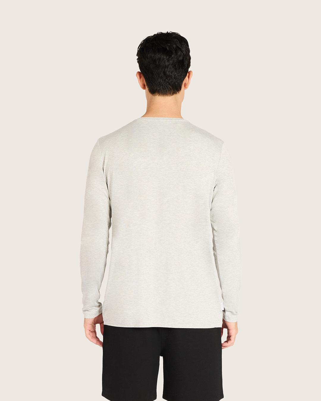 Men's Base Layer Long Sleeve Crew Neck T-Shirt - Light Grey Marl