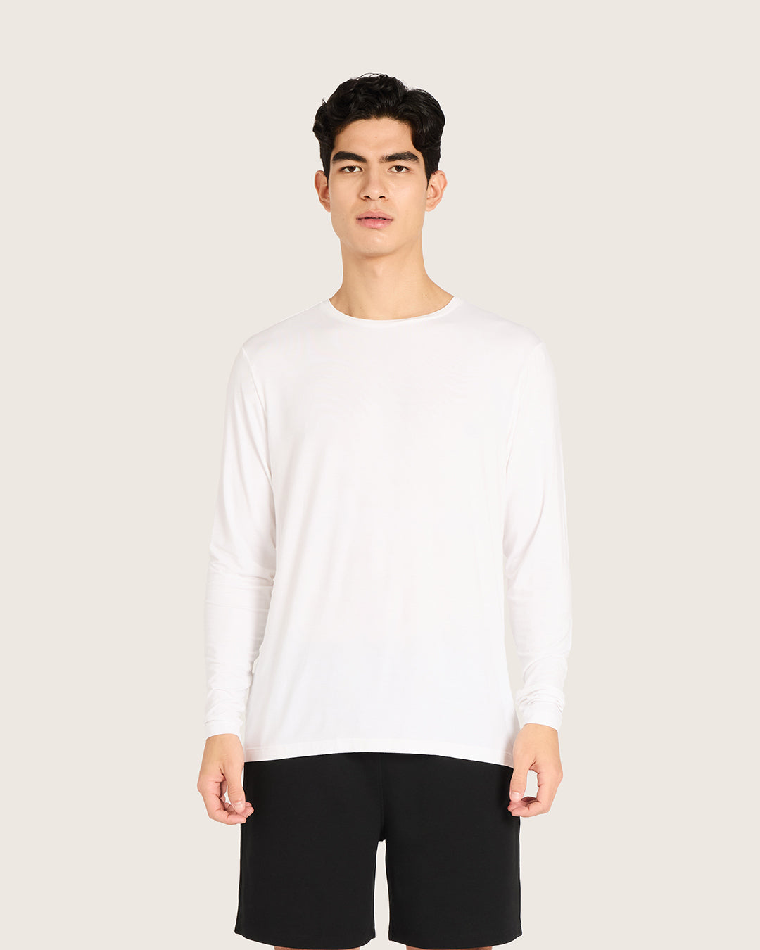 Men's Base Layer Long Sleeve Crew Neck T-Shirt - White