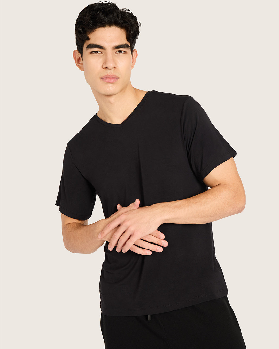 Men's Base Layer V-Neck T-Shirt - Black