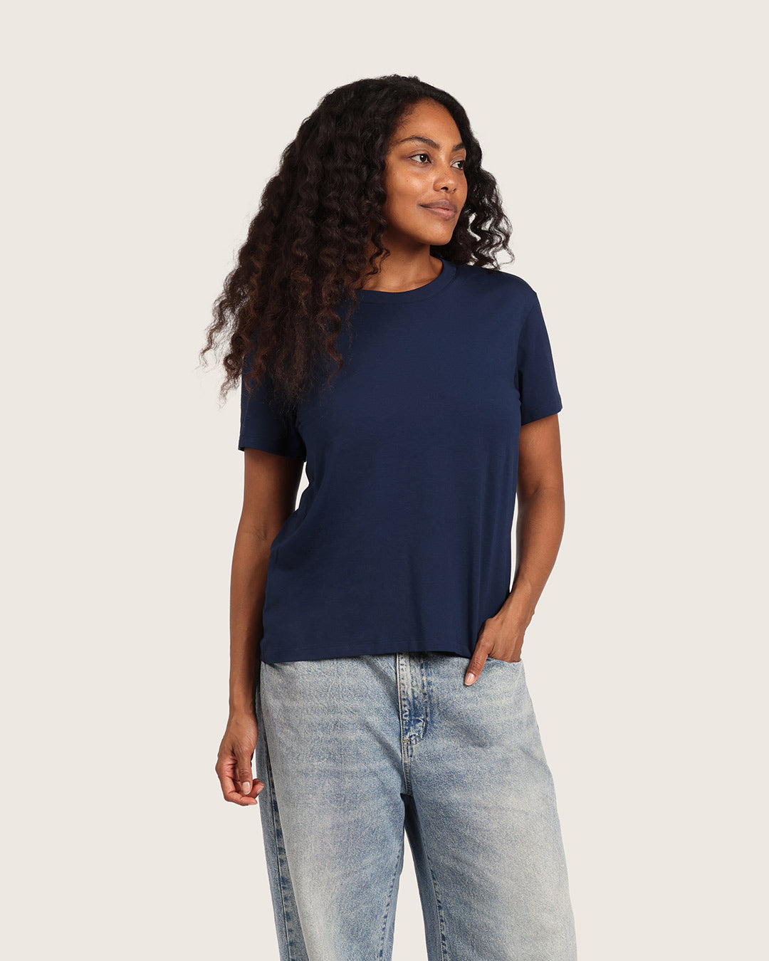 Women's Classic Crew Neck T-Shirt - Navy