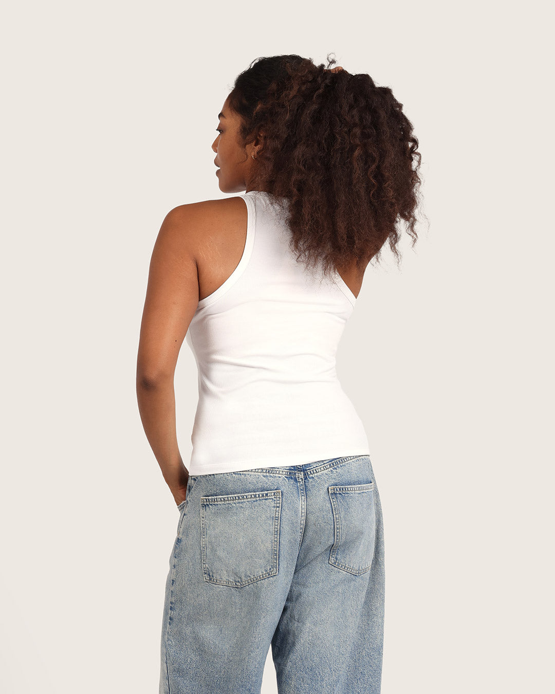 Women's Ribbed Racerback Tank - White