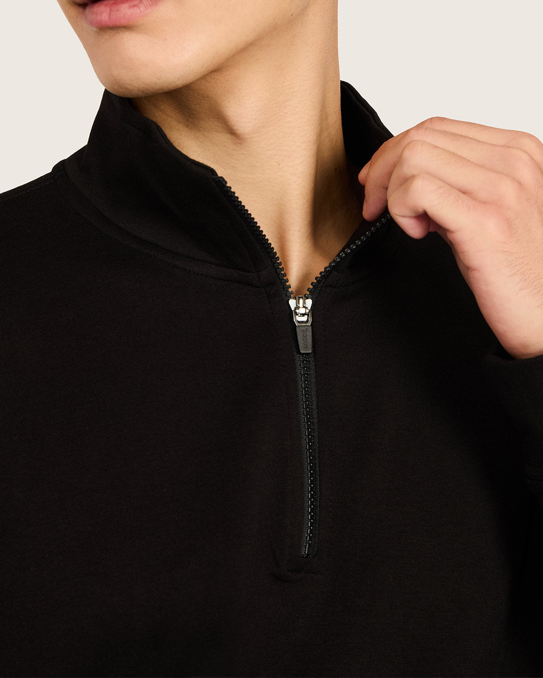 Men's Quarter Zip Sweater - Black