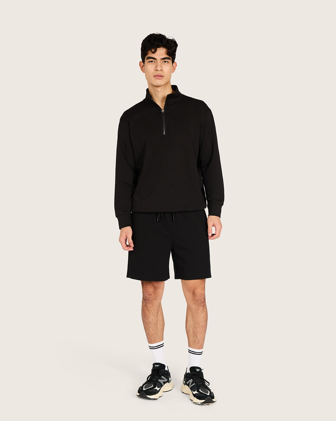 Men's Quarter Zip Sweater - Black