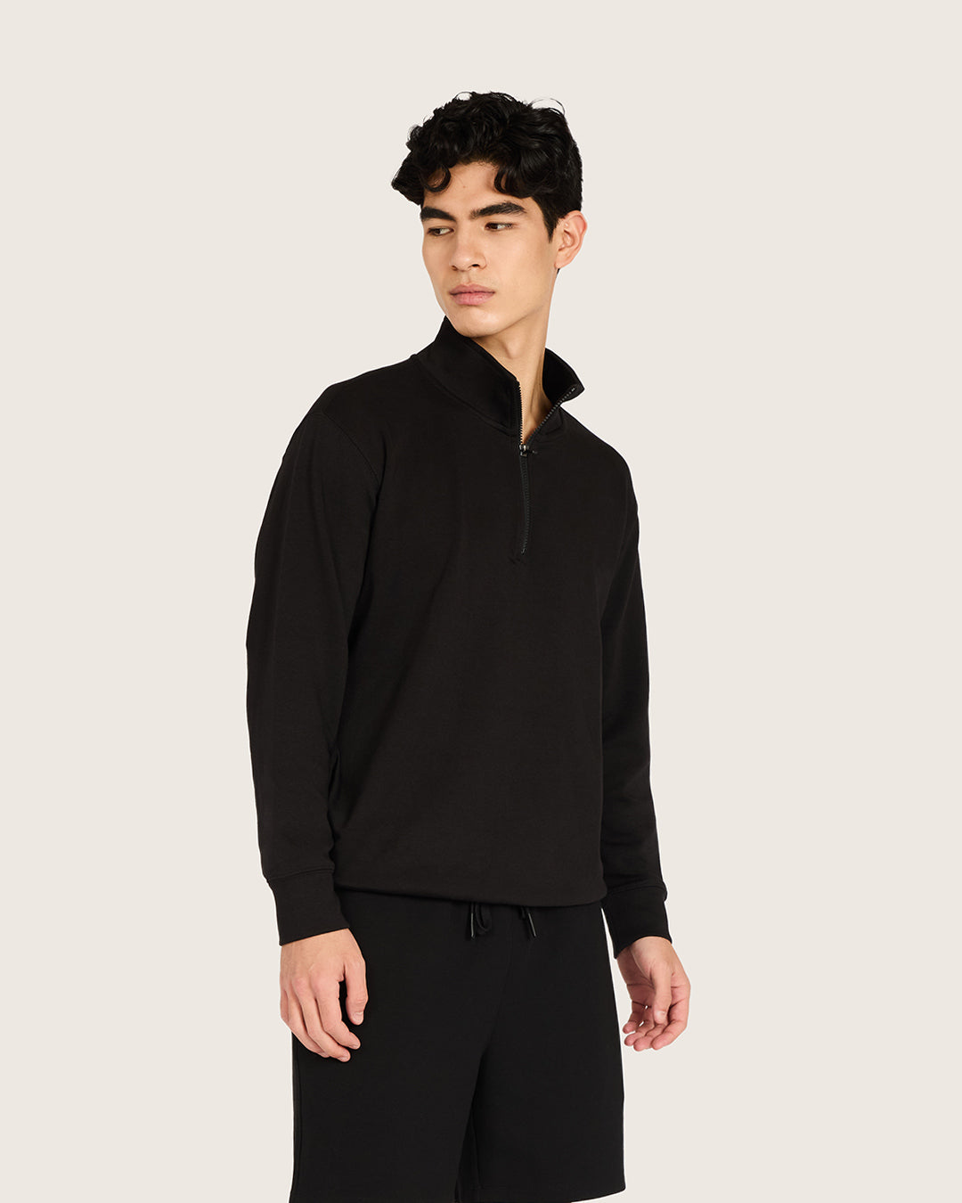 Men's Quarter Zip Sweater - Black