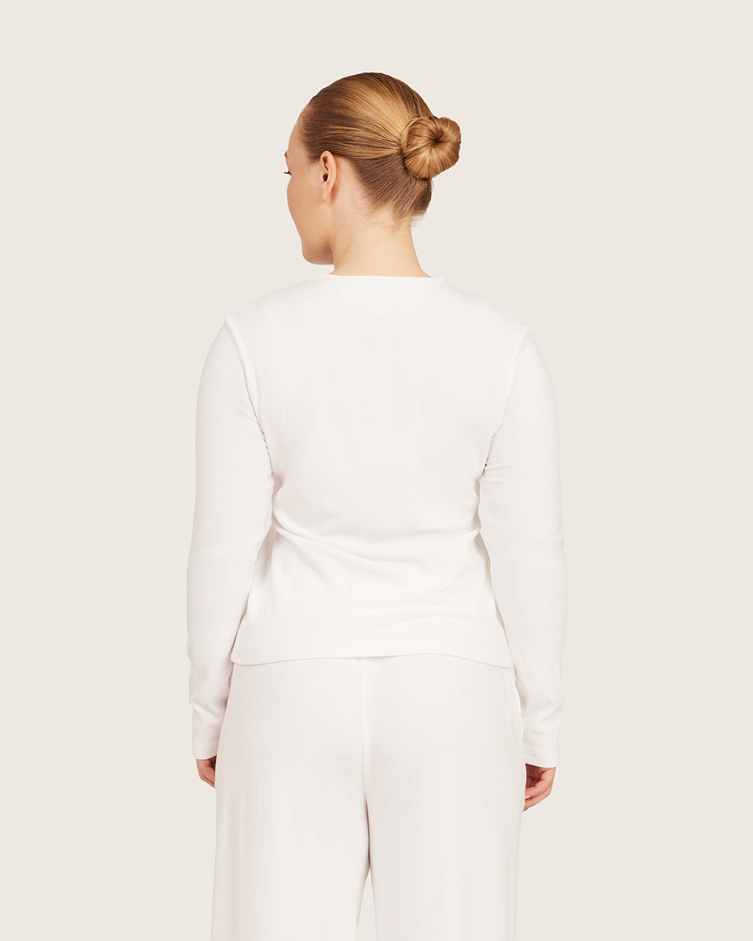 Long Sleeve Henley Top - Chalk White