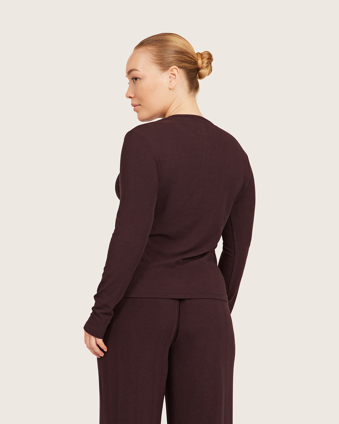 Long Sleeve Henley Top - Mulberry