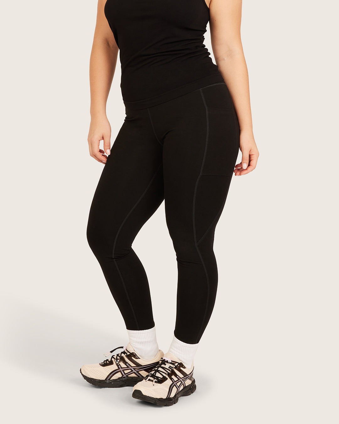 High Waist Leggings with Pocket - Black