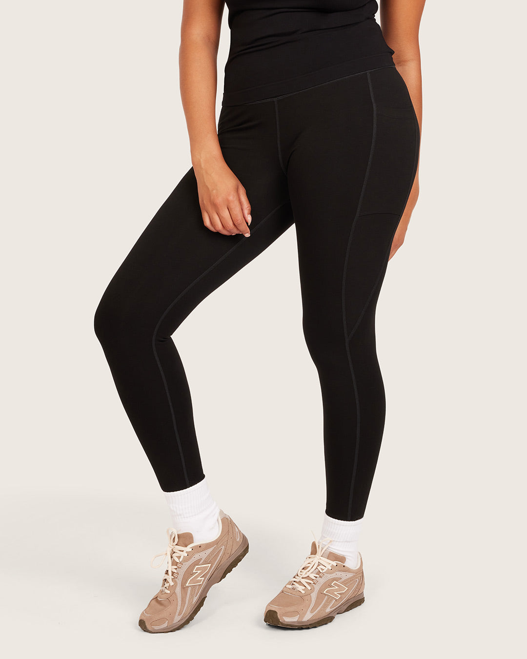 High Waist Leggings with Pocket - Black