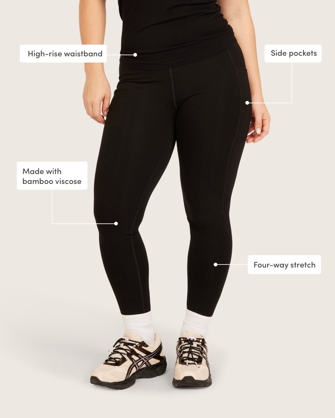 High Waist Leggings with Pocket - Black