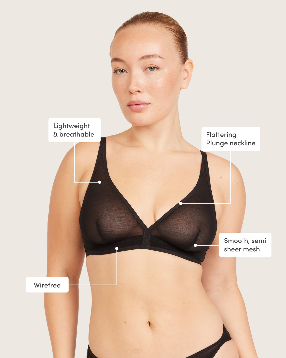 FreeMesh Plunge Bralette - Black