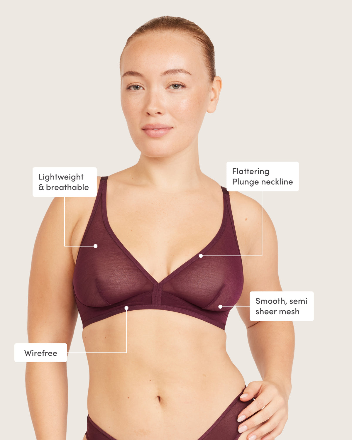 FreeMesh Plunge Bralette - Fig