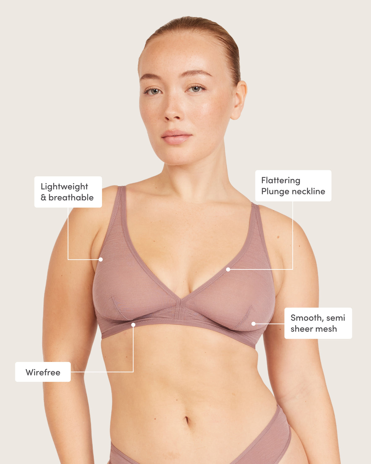 FreeMesh Plunge Bralette - Mauve