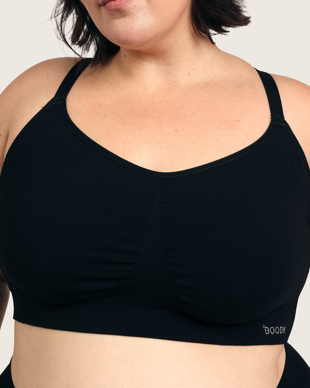 Full Bust Wireless Racerback Bra - Black