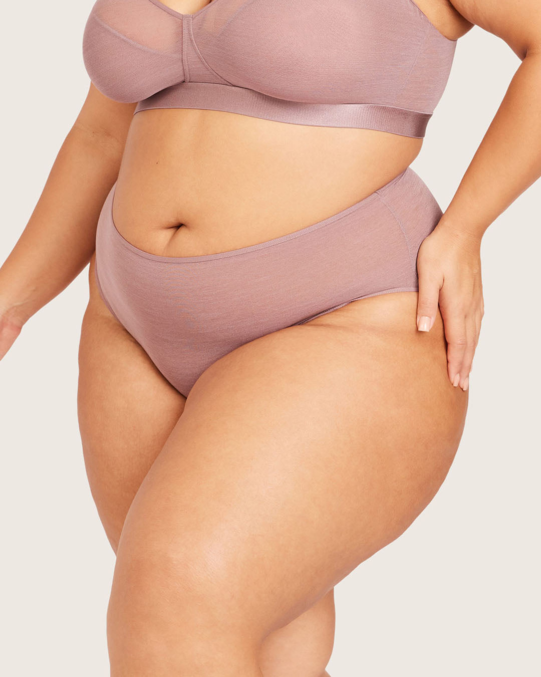 FreeMesh High-Cut Full Briefs - Mauve