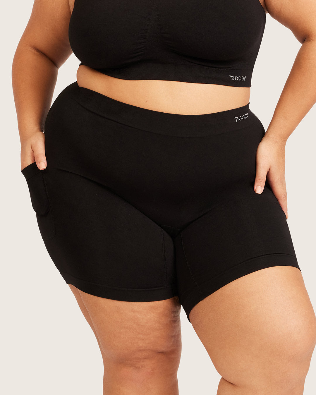 Seamfree Undershorts with Pocket 6" - Black