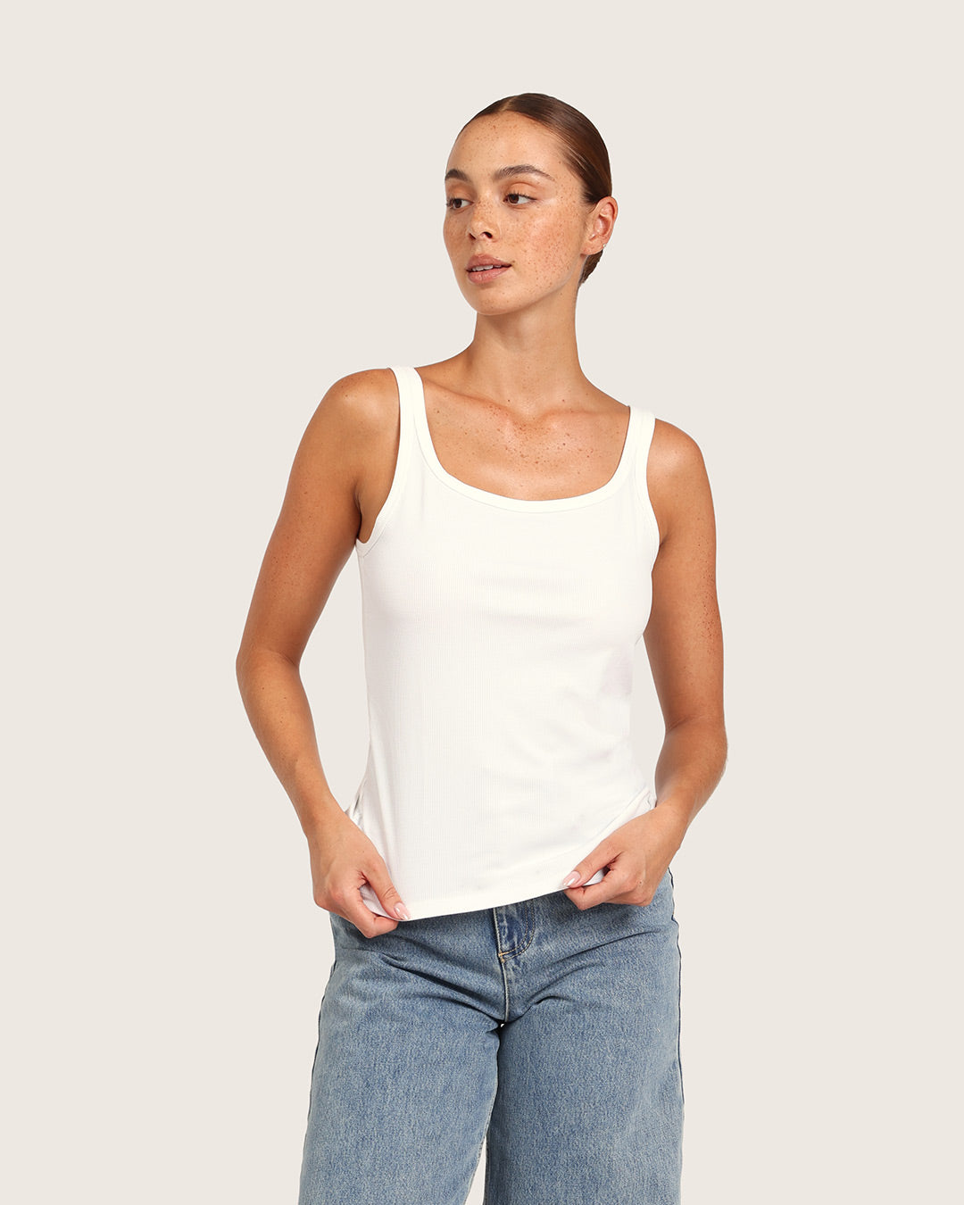 Women's Ribbed Tank Top - White