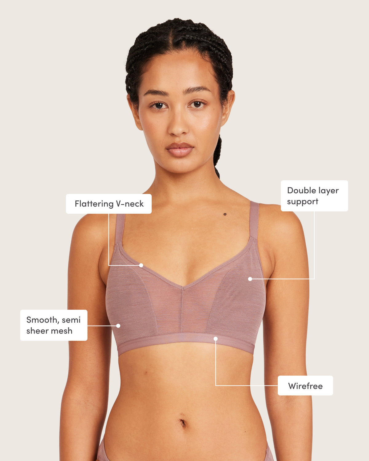 FreeMesh Crop Bralette - Mauve