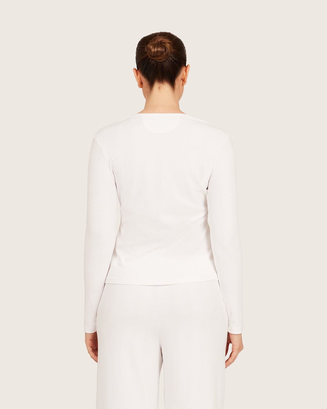 Long Sleeve Henley Top - Chalk White