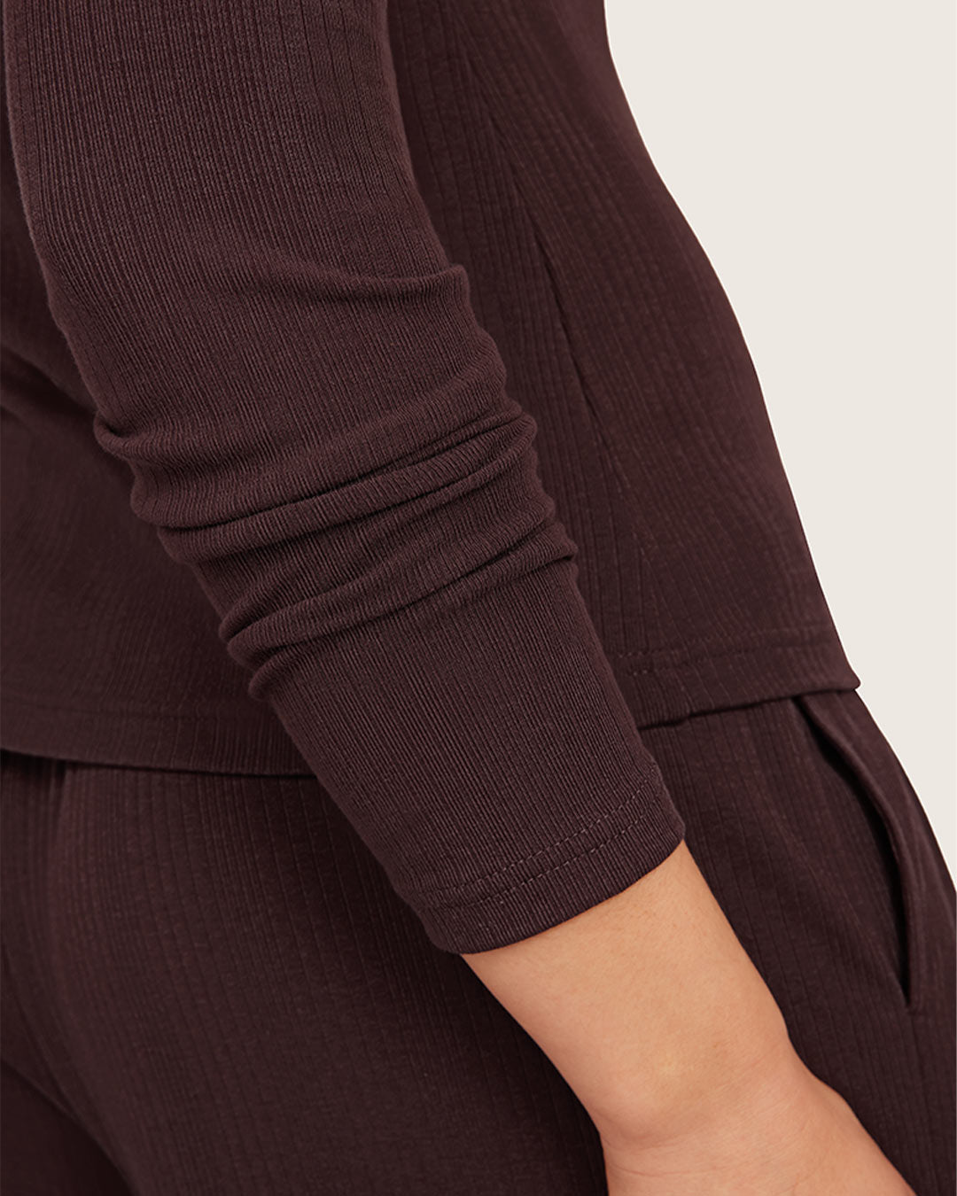 Long Sleeve Henley Top - Mulberry