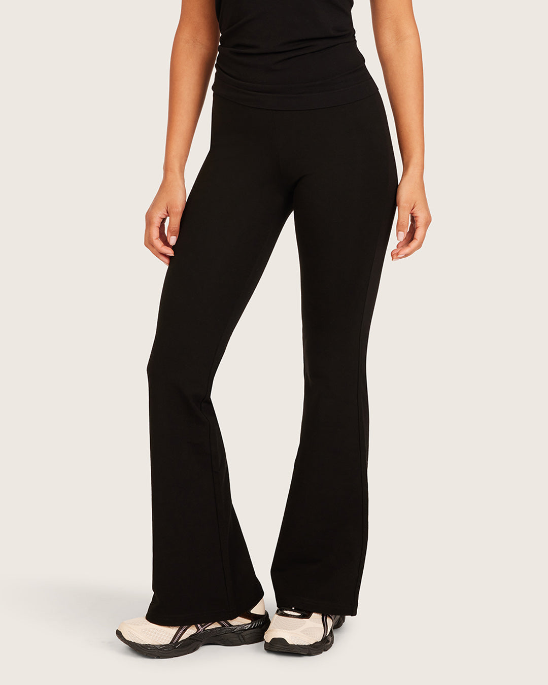 High Waist Flare Pants - Short - Black