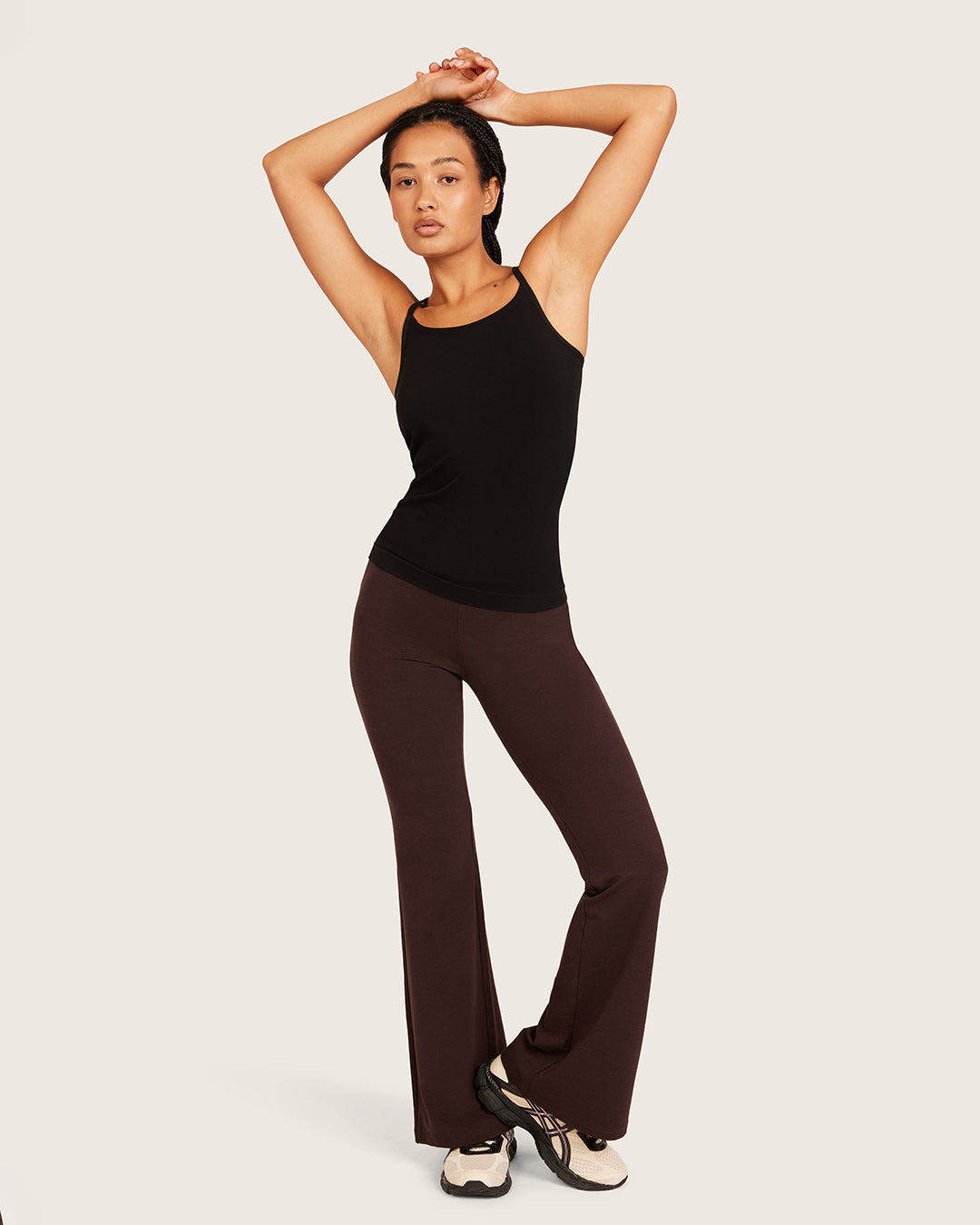 High Waist Flare Pants - Short - Carob