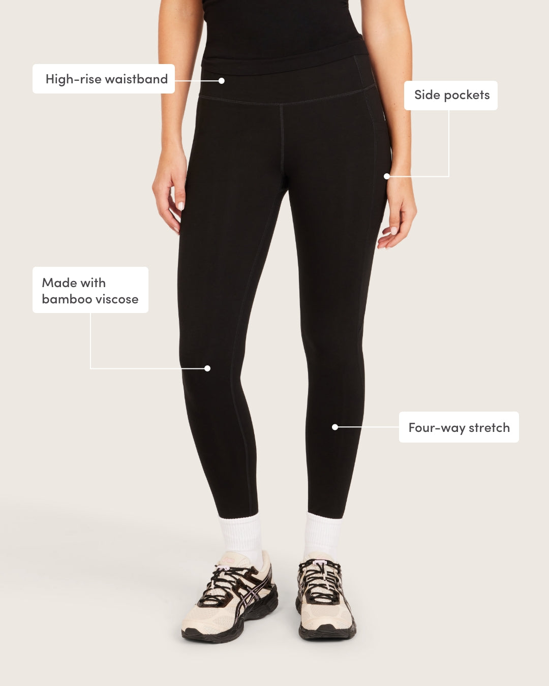 High Waist Leggings with Pocket - Black