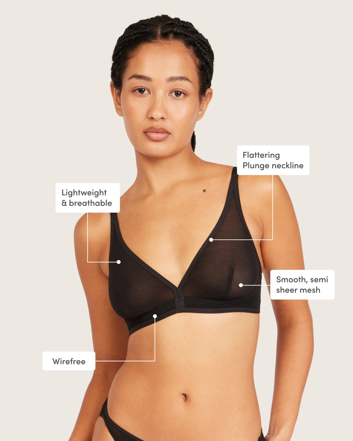 FreeMesh Plunge Bralette - Black