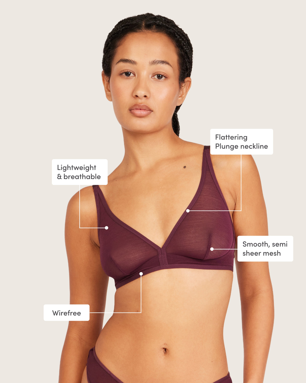 FreeMesh Plunge Bralette - Fig